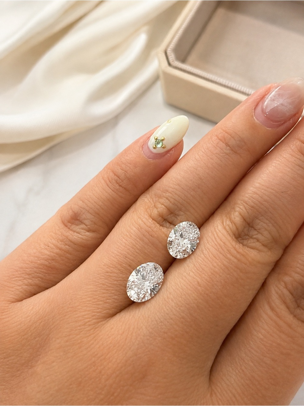 2.84 CTW Oval Lab Grown Diamond Pair | 1.42 CT Each